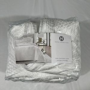 NIB $465 [ King Duvet Cover ]‎ Hotel Collection Diamond Lattice Fresh White